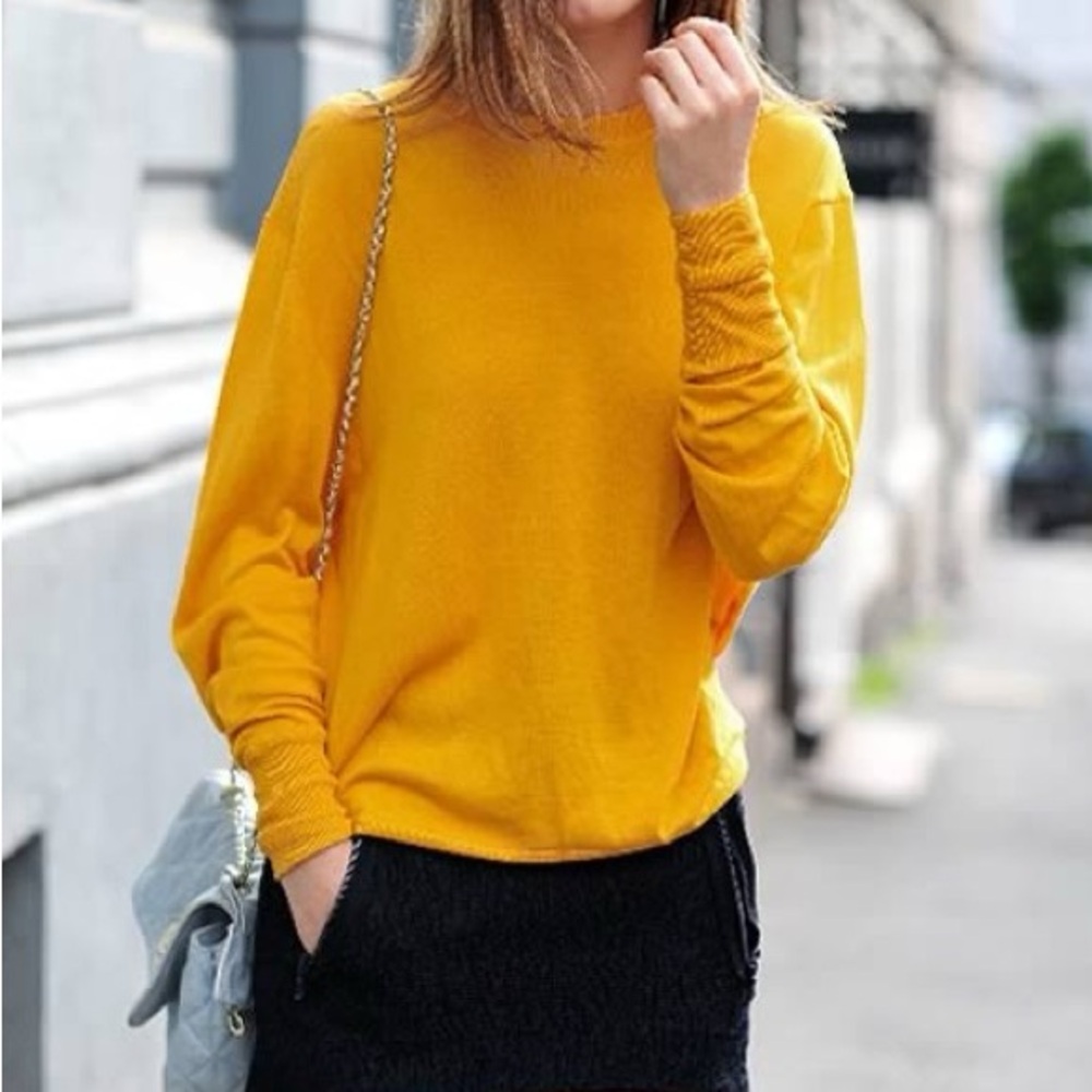 Zara Yellow Cuffed Sleeve Relaxed Sweatshirt